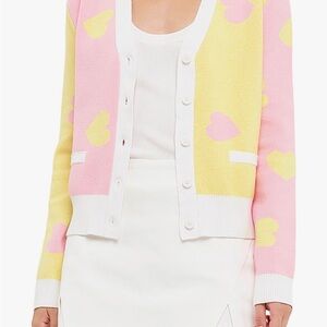 English Factory Pink and Yellow Heart Cardigan